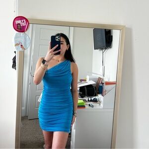 Lioness Goddess Mini Blue Dress